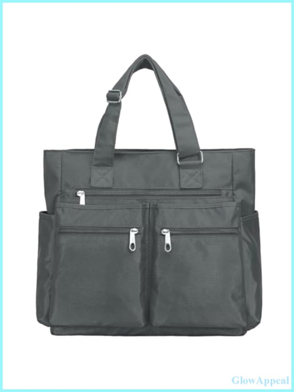 Waterproof Nylon Tote Bag Multi Pocket Laptop Work Shoulder Bag Unisex
